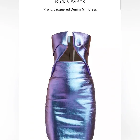 Rick Owens | Dresses | Rick Owensprong Lacquered Denim Minidress Worn Time  | Poshmark